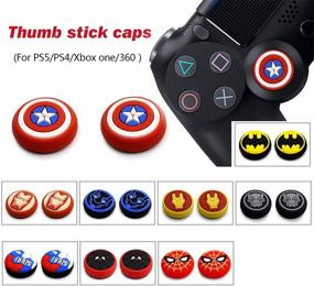 img 2 attached to 🦇 Enhanced Grip Stick Cover for Dualsense Wireless Controllers - 2Pcs Analog Thumb Cap for PS5/PS4/Xbox one/360/NS PRO - Non-Slip Silicone Handle Protection (Bat-Man)