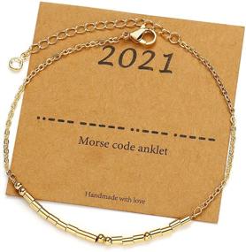 img 4 attached to 📿 Стильные браслеты с анкетными бусами на морзе: модные браслеты и браслеты из нержавеющей стали для женщин