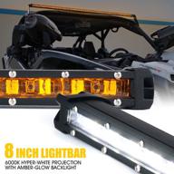 🌅 xprite 8-inch single row slim led light bar with amber backlight, 30w cree lightbar for suv, atv, pickup truck, jeep, 4x4, and boat - sunrise series logo