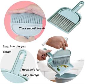 img 1 attached to 🧹 meioro Mini Dustpan and Brush Set, Versatile Cleaning Tool with Hand Broom Brush, Durable Plastic Dust Pan, Coral Fleece Dishtowel/Cleaning Cloth for Home Kitchen Keyboard Cars (2-Piece, Blue)