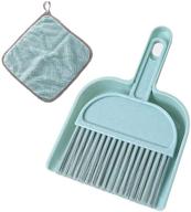 🧹 meioro mini dustpan and brush set, versatile cleaning tool with hand broom brush, durable plastic dust pan, coral fleece dishtowel/cleaning cloth for home kitchen keyboard cars (2-piece, blue) logo