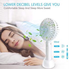 img 2 attached to 💨 Compact Mini Handheld Fan - USB Desk Fan with 3 Adjustable Speeds for Travel, Home, and Office (White)