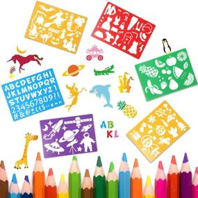 img 2 attached to HADDIY Kids Drawing Stencils Set: 20 Pcs Plastic Stencil Kit with 🎨 300+ Patterns - Perfect Gift and Card Making Templates for Girls & Boys