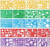 haddiy kids drawing stencils set: 20 pcs plastic stencil kit with 🎨 300+ patterns - perfect gift and card making templates for girls & boys logo