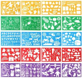 img 4 attached to HADDIY Kids Drawing Stencils Set: 20 Pcs Plastic Stencil Kit with 🎨 300+ Patterns - Perfect Gift and Card Making Templates for Girls & Boys