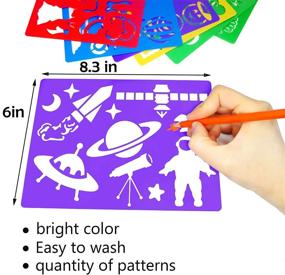 img 1 attached to HADDIY Kids Drawing Stencils Set: 20 Pcs Plastic Stencil Kit with 🎨 300+ Patterns - Perfect Gift and Card Making Templates for Girls & Boys