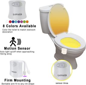 img 2 attached to 🚽 LAVAED LED Motion Sensor Toilet Night Light - Home Toilet Light with Body Motion Sensor, 8-Color Changes - Bathroom Toilet Bowl Seat Lamp (1 Pack)