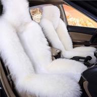 🐑 premium australia sheepskin car seat cover – luxurious wool front seat cover for car, truck, suv, van (white) – 1 piece logo