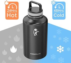 img 2 attached to 🧃 64 oz Insulated Water Bottle & Half Gallon Water Jug - Coolflask Vacuum Stainless Steel Wide Mouth Hydro Jug, 48 Hrs Cold / 24 Hrs Hot, Black