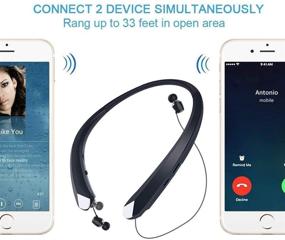 img 1 attached to Черные Bluetooth спортивные наушники на ошейнике - выдвижные беспроводные наушники для бега, высококачественный стереозвук, 15 часов время проигрывания