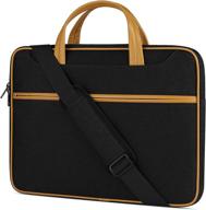 💼 13-14 inch laptop shoulder bag: waterproof computer sleeve, carrying business bag for macbook air/pro notebook. with portable handle, laptop messenger bag in black and brown. logo