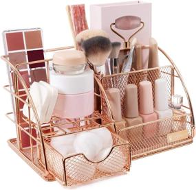 img 4 attached to 🌹 Rosework Rose Gold Makeup Organizer: Ultimate Vanity Organizer for Cosmetics, Skincare, Brushes, and More