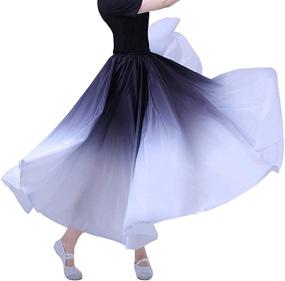 img 2 attached to 👗 Elegant Silk Feel Performance Long Skirt: Black Red Indian Gradient Spain Bull Belly Dancer Dress for Women's Parties