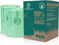 ♻️ unidomum heavy-duty 100% compostable & biodegradable trash bags [1.25mil]: eco-friendly kitchen/food waste bags - 13 gallon/49.2l - bpi & ok compost home certified (52 count) logo