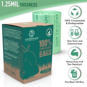 img 2 attached to ♻️ UniDomum Heavy-Duty 100% Compostable & Biodegradable Trash Bags [1.25MIL]: Eco-Friendly Kitchen/Food Waste Bags - 13 Gallon/49.2L - BPI & OK Compost HOME Certified (52 Count)
