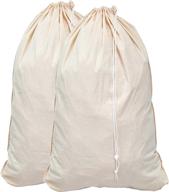 🧺 extra large natural cotton laundry bag - 2 pack set, beige (28"x36") логотип