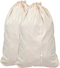 img 2 attached to 🧺 Extra Large Natural Cotton Laundry Bag - 2 Pack Set, Beige (28"x36")