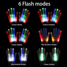 img 2 attached to 🧤 Kids LED Glow Gloves - 6 Modes, 5 Colors, Light Up Finger Gloves, Perfect Gifts for Children's Halloween, Christmas Costume, Clubbing, Classroom, Neon Rave Parties - Ultimate Party Supplies