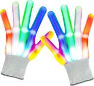 🧤 kids led glow gloves - 6 modes, 5 colors, light up finger gloves, perfect gifts for children's halloween, christmas costume, clubbing, classroom, neon rave parties - ultimate party supplies logo