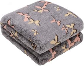 img 4 attached to 🦋 Glow in the Dark Butterfly Pattern Throw Blanket - Super Soft Warm Cozy Fuzzy Plush Blanket for Halloween, Christmas, Teens, Kids, Girls - Best Friend Birthday Gift - 50 x 60 Inches