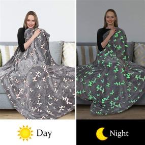 img 2 attached to 🦋 Glow in the Dark Butterfly Pattern Throw Blanket - Super Soft Warm Cozy Fuzzy Plush Blanket for Halloween, Christmas, Teens, Kids, Girls - Best Friend Birthday Gift - 50 x 60 Inches