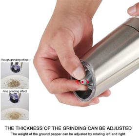 img 2 attached to 🧂 2-Pack Premium Electric Salt and Pepper Grinder Set - Blue LED Light, Adjustable Coarseness, Battery-Operated Automatic Pepper and Salt Mill Grinder with One-Hand Operation