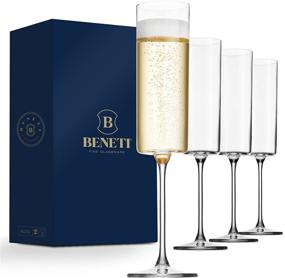 img 4 attached to 🍾 Premium 6-Ounce Glass Champagne Flutes - 4 Pack Set for Prosecco and Wine - No-Lead Square Edge Design