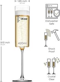 img 2 attached to 🍾 Premium 6-Ounce Glass Champagne Flutes - 4 Pack Set for Prosecco and Wine - No-Lead Square Edge Design