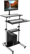 📈 maximize productivity with the mount-it mobile stand up desk: height adjustable computer work station rolling presentation cart with monitor arm (mi-7942) логотип