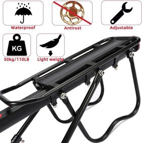 img 3 attached to 🚴 Adjustable Aluminum Alloy Bike Rear Rack - UFANME Bicycle Cargo Holder for Panniers Bags, Luggage, and 50kg Load Capacity with Reflector - Easy Installation Video Included