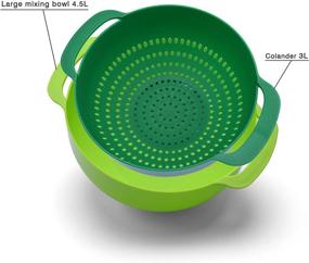 img 1 attached to 🍽️ MiHerom Plastic Mixing Bowls Set: Colorful Kitchen Storage Bowl with Pour Spout, Stackable Colander, Sifter, Measuring Cups, Whisk, and Large Bowl for Baking Food Prep - 11-Piece, BPA-free