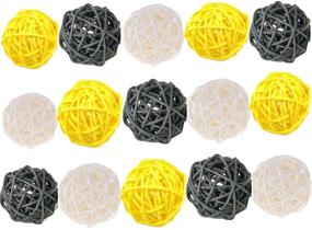 img 3 attached to 🌼 ALLHEARTDESIRES 15PCS Mixed Wicker Rattan Ball Decorative Orbs: Gray, Yellow, White - Vase Filler, Craft, Wedding Decoration & Aromatherapy Accessories
