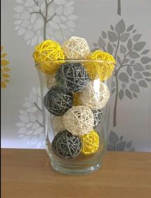 img 2 attached to 🌼 ALLHEARTDESIRES 15PCS Mixed Wicker Rattan Ball Decorative Orbs: Gray, Yellow, White - Vase Filler, Craft, Wedding Decoration & Aromatherapy Accessories