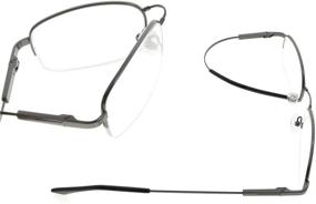 img 2 attached to Eyekepper Blue Light Blocking Reading Glasses: Bendable Titanium Memory Readers | Half-Rim Computer Glasses with Light Amber Tinted Lenses (Gunmetal, +2.50)