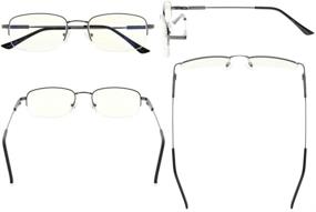 img 3 attached to Eyekepper Blue Light Blocking Reading Glasses: Bendable Titanium Memory Readers | Half-Rim Computer Glasses with Light Amber Tinted Lenses (Gunmetal, +2.50)