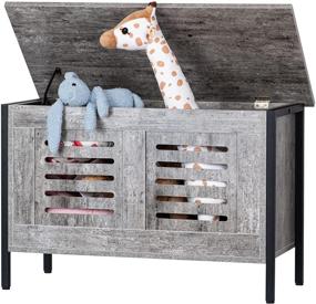 img 4 attached to 📦 LEYAOYAO Grey Toy Box with Safety Hinge: Flip-Top Wooden Sturdy Storage Chest and Bench for Entryway, Bedroom, Living Room - Large Storage Capacity