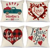 ❤️ aeney valentine's day pillow covers 18x18 inch set of 4 - home decor red love truck and love you decor - happy valentine's day throw pillows - decorative cushion cases - valentine decorations a289 logo