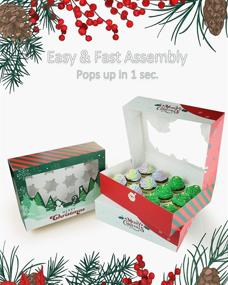 img 3 attached to Yotruth Christmas Cupcake Boxes - 12 Cupcakes, 20 Packs Bakery Boxes with Window - 14x10x3.5 Cupcake Carriers Containers