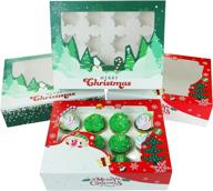 yotruth christmas cupcake boxes - 12 cupcakes, 20 packs bakery boxes with window - 14x10x3.5 cupcake carriers containers logo