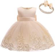 🎀 tuiji big bowknot toddler baby girls formal dresses: elegant pageant party lace embroidery dress with headwear (0-6t) logo