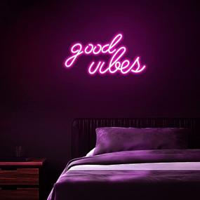img 3 attached to 🌈 Add a Vibrant Touch to Your Space with ROYOCE Good Vibes Neon Sign: USB LED Lights for Bedroom, Living Room, Game Room, Bar, and Party Walls (16 x 8 inch)