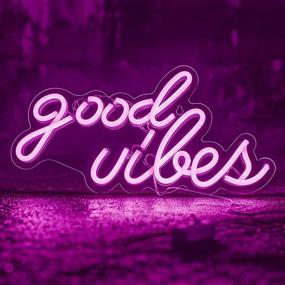 img 2 attached to 🌈 Add a Vibrant Touch to Your Space with ROYOCE Good Vibes Neon Sign: USB LED Lights for Bedroom, Living Room, Game Room, Bar, and Party Walls (16 x 8 inch)
