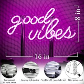 img 1 attached to 🌈 Add a Vibrant Touch to Your Space with ROYOCE Good Vibes Neon Sign: USB LED Lights for Bedroom, Living Room, Game Room, Bar, and Party Walls (16 x 8 inch)