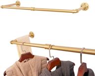 gold industrial iron pipe mountable garment rack - closet organizer, retail display, wall-mounted clothes storage logo