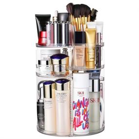 img 4 attached to 💄 Jerrybox 360 Degree Rotation Makeup Organizer: Adjustable, Multi-Function Cosmetic Storage Box with Large Capacity - Ideal for Toner, Creams, Brushes, Lipsticks, and More