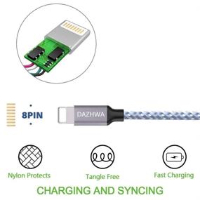 img 3 attached to 🔌 DAZHWA 3-пакет 6 футовый Серебристо-белый кабель зарядки для iPhone - Нейлоновый плетеный кабель Lightning, USB-кабель совместимый с iPhone 12 11 Pro Max XS XR X 8 7 6S 6 Plus 5 More