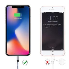 img 2 attached to 🔌 DAZHWA 3-пакет 6 футовый Серебристо-белый кабель зарядки для iPhone - Нейлоновый плетеный кабель Lightning, USB-кабель совместимый с iPhone 12 11 Pro Max XS XR X 8 7 6S 6 Plus 5 More