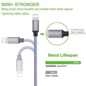 img 1 attached to 🔌 DAZHWA 3-пакет 6 футовый Серебристо-белый кабель зарядки для iPhone - Нейлоновый плетеный кабель Lightning, USB-кабель совместимый с iPhone 12 11 Pro Max XS XR X 8 7 6S 6 Plus 5 More