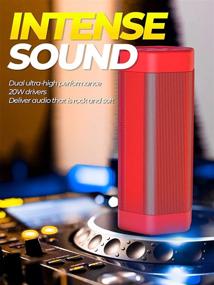 img 3 attached to Портативная акустическая система Soundtank с Bluetooth: интенсивные басы, мощный звук 20 Вт, водонепроницаемая IPX7 для использования на открытом воздухе и в помещении, время работы 24 часа - красная.