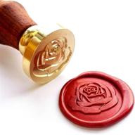 🌹 vooseyhome elegant rose wax seal stamp with rosewood handle, ideal for decorating invitation envelopes, sealing letters, posters, cards, snail mail, and gift packaging. perfect for birthday parties, themed weddings, and signature logo